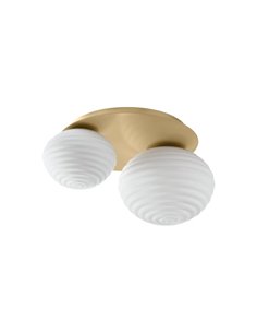 Plafón de techo con 2 tulipas CIAO, 1xE27 Ø24  - 1xE27 Ø18, latón mate/negro