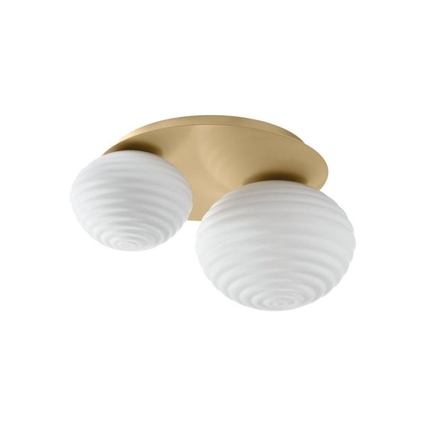 Plafón de techo con 2 tulipas CIAO, 1xE27 Ø24  - 1xE27 Ø18, latón mate/negro