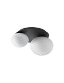 Plafón de techo con 2 tulipas CIAO, 1xE27 Ø24  - 1xE27 Ø18, latón mate/negro