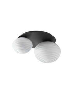Plafón de techo con 2 tulipas CIAO, 1xE27 Ø24  - 1xE27 Ø18, latón mate/negro 2
