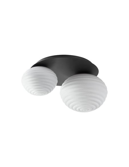 Plafón de techo con 2 tulipas CIAO, 1xE27 Ø24  - 1xE27 Ø18, latón mate/negro