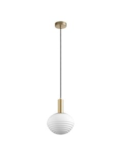 Lámpara de techo colgante CIAO, con 1 tulipa redonda blanca, 1XE27 Ø18, , latón mate/negro