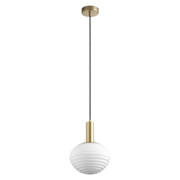 Luminária pendente de teto CIAO, com 1 abajur redondo branco, 1XE27 Ø18, latão mate/preto