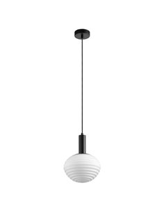 Lámpara de techo colgante CIAO, con 1 tulipa redonda blanca, 1XE27 Ø18, , latón mate/negro 2