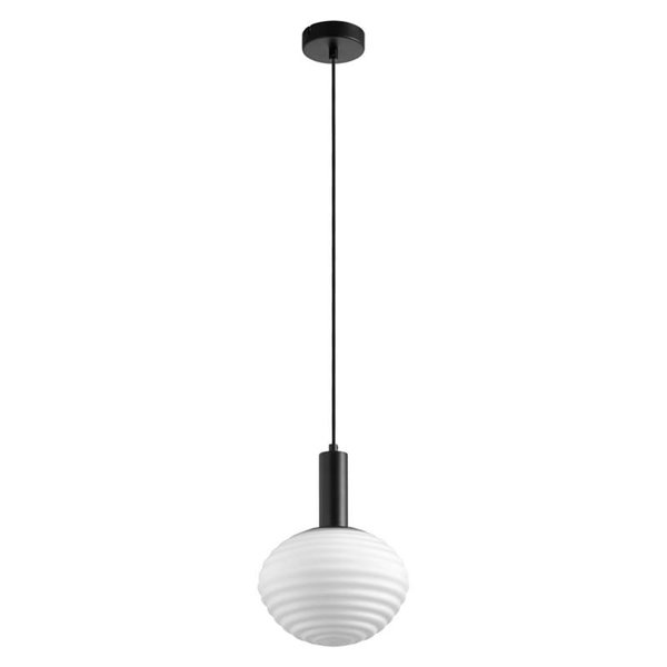 Lámpara de techo colgante CIAO, con 1 tulipa redonda blanca, 1XE27 Ø18, , latón mate/negro