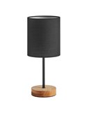 Lámpara de sobremesa con base madera SET WOOD, pantalla negra, E14