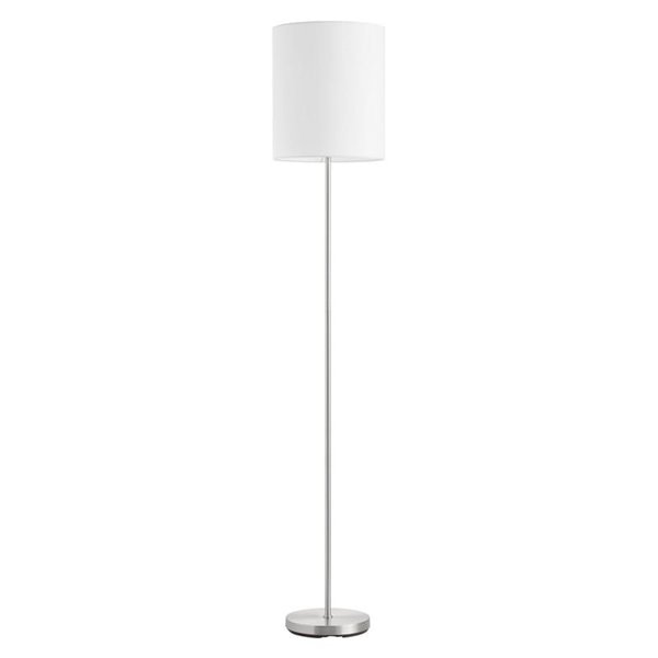 Lámpara de pie minimalista con pantalla blanca SET, E27, cromo/latón/blanco/negro mate