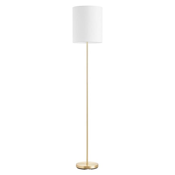 Lámpara de pie minimalista con pantalla blanca SET, E27, cromo/latón/blanco mate