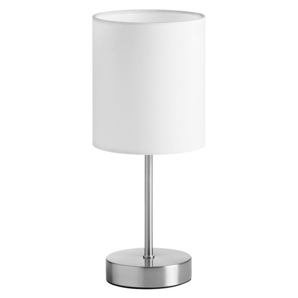 Lámpara de mesa SET con pantalla blanca E14, cromo/latón/blanco/negro mate