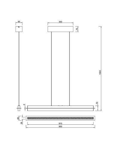 Plafonnier LED EMERSON 22W à intensité variable 2700-5000K avec interrupteurs tactiles et hauteur réglable IP20