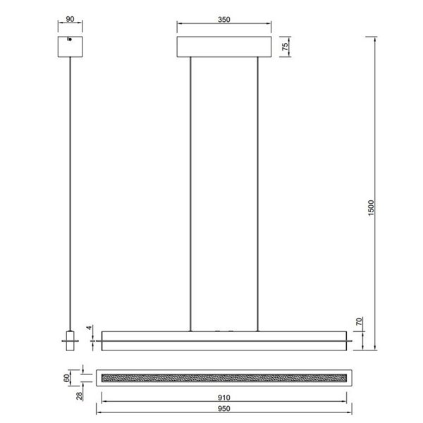 Plafonnier LED EMERSON 22W à intensité variable 2700-5000K avec interrupteurs tactiles et hauteur réglable IP20