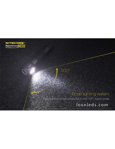 Linterna Frontal de Cabeza LED Potente Nitecore HC33 1800Lm model 2018 con cinta de nylon para 1 bateria 18650 | LeonLeds Ilumin
