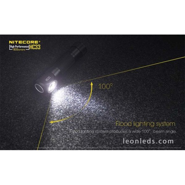 Linterna Frontal de Cabeza LED Potente Nitecore HC33 1800Lm model 2018 con cinta de nylon para 1 bateria 18650 | LeonLeds Ilumin