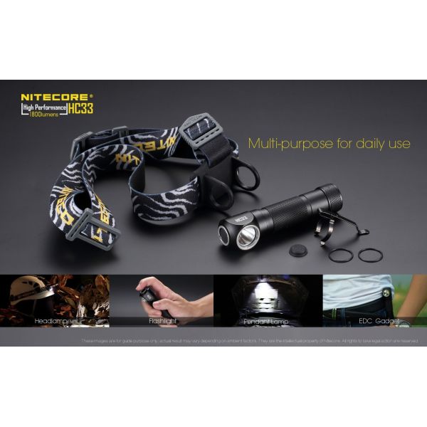 Linterna Frontal de Cabeza LED Potente Nitecore HC33 1800Lm model 2018 con cinta de nylon para 1 bateria 18650 | LeonLeds Ilumin