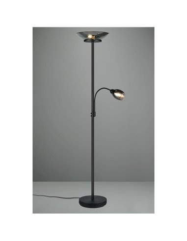 Lampadaire GERRY 2 lumières indépendantes et bras de lecture flexible excl. 2xE27/1xE14 max.18/10W IP20