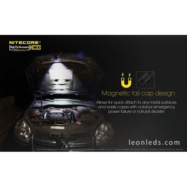 Linterna Frontal de Cabeza LED Potente Nitecore HC33 1800Lm model 2018 con cinta de nylon para 1 bateria 18650 | LeonLeds Ilumin