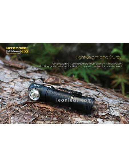 Linterna Frontal de Cabeza LED Potente Nitecore HC33 1800Lm model 2018 con cinta de nylon para 1 bateria 18650 | LeonLeds Ilumin
