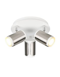 Plafón de techo redondo GILLAN Ø30cm con 3 focos bombilla excl. 3x GU10 max. 10W IP20 blanco