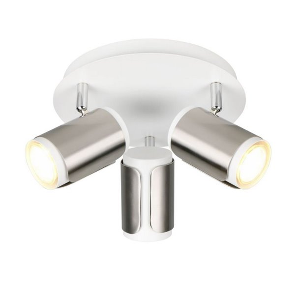 Plafón de techo redondo GILLAN Ø30cm con 3 focos bombilla excl. 3x GU10 max. 10W IP20 blanco