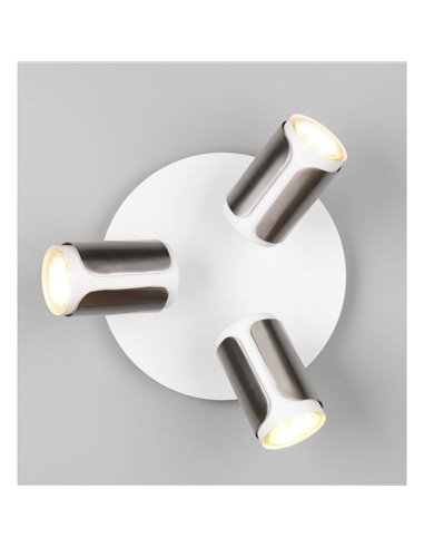 Plafón de techo redondo GILLAN Ø30cm con 3 focos bombilla excl. 3x GU10 max. 10W IP20 blanco