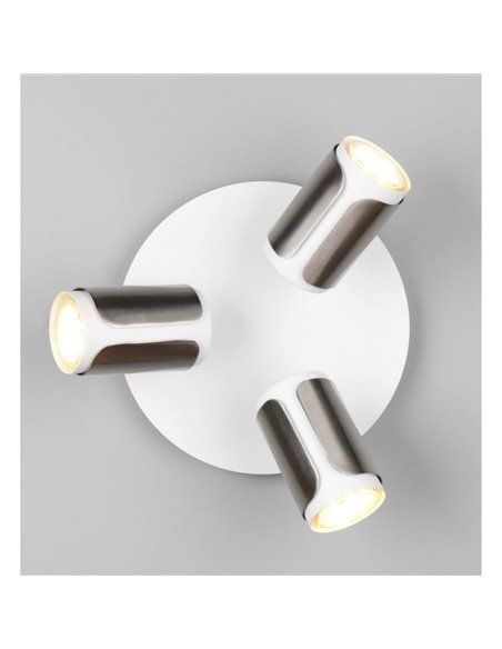Plafón de techo redondo GILLAN Ø30cm con 3 focos bombilla excl. 3x GU10 max. 10W IP20 blanco
