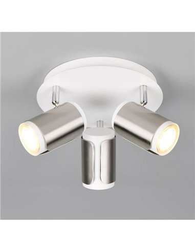 Plafón de techo redondo GILLAN Ø30cm con 3 focos bombilla excl. 3x GU10 max. 10W IP20 blanco