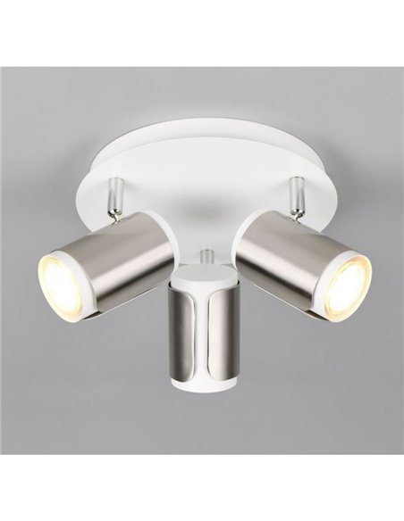 Plafón de techo redondo GILLAN Ø30cm con 3 focos bombilla excl. 3x GU10 max. 10W IP20 blanco