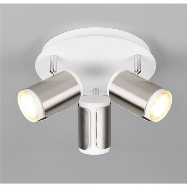 Plafón de techo redondo GILLAN Ø30cm con 3 focos bombilla excl. 3x GU10 max. 10W IP20 blanco