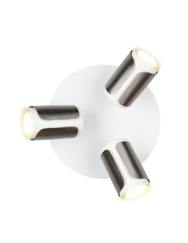 Plafón de techo redondo GILLAN Ø30cm con 3 focos bombilla excl. 3x GU10 max. 10W IP20 blanco