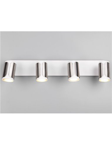 Faixa de 4 holofotes GILLAN ajustáveis, lâmpada excl. 4x GU10 máx. 10W IP20 branco