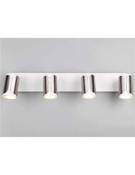 Regleta de 4 focos GILLAN orientables bombilla excl. 4x GU10 max. 10W IP20 blanco