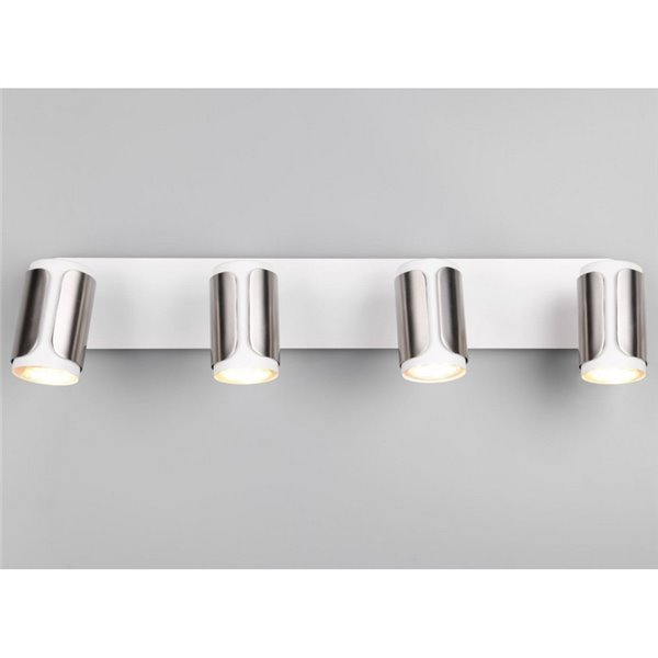 Barrette de 4 spots orientables GILLAN, ampoule exclue. 4x GU10 max. 10W IP20 blanc