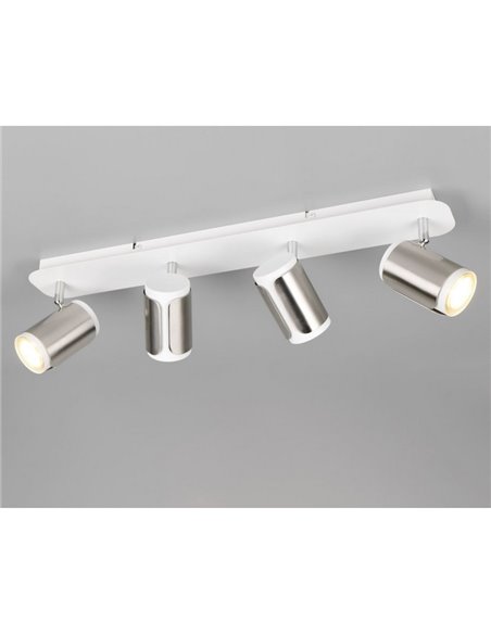 Regleta de 4 focos GILLAN orientables bombilla excl. 4x GU10 max. 10W IP20 blanco