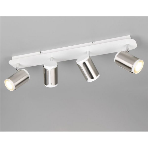 Barrette de 4 spots orientables GILLAN, ampoule exclue. 4x GU10 max. 10W IP20 blanc