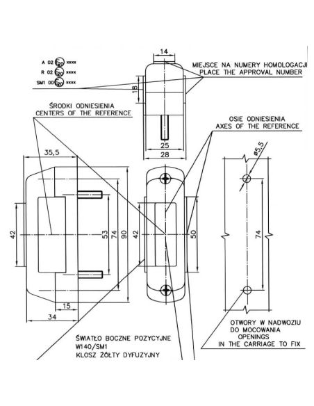 Mesures Lampe LED Multifonction 1080/I Position Avant, Arrière et Latérale 12V-24V | Homologué Neon A, R, SM1