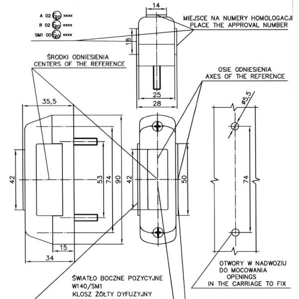 Mesures Lampe LED Multifonction 1080/I Position Avant, Arrière et Latérale 12V-24V | Homologué Neon A, R, SM1