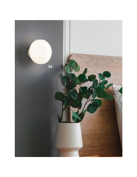Aplique LED de pared recargable con difusor de vidrio y carga USB EARL 1,5W 140lm 3000K IP20