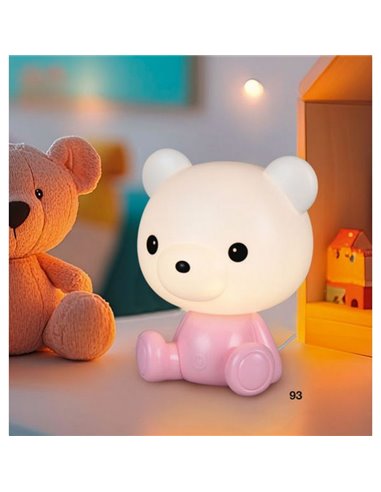 Lámpara LED Osito infantil para mesita de noche CUTIE con Interruptor y Carga USB 3W 3000K Azul
