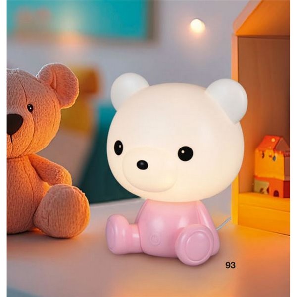 Lámpara LED Osito infantil para mesita de noche CUTIE con Interruptor y Carga USB 3W 3000K Azul