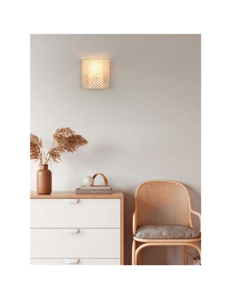 Aplique de Pared BINA de Bambú con Interruptor incluido Bombilla excl. 1x E27 max. 25W IP20
