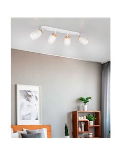 Regleta de 4 Focos de Techo BIDAR Bombilla excl. 4x E14 max. 10W Acabado Metálico 2