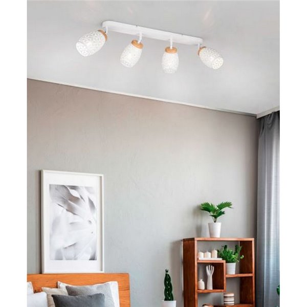 Barrette de 4 Spots Plafond BIDAR Ampoule excl. 4x E14 max. Finition métallique 10 W