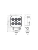 Mesures Lampe de travail LED carrée puissante 36 W 5 700 lm 12 V 24 V | Éclairage longue portée