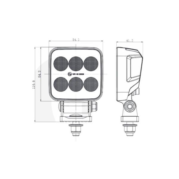 Medidas Faro de Trabajo LED Cuadrado Potente 36W 5.700Lm 12V 24V | Iluminación Largo Alcance