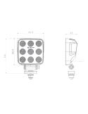 Medidas Faro de Trabajo LED Cuadrado 6.237Lm 54W 12V/24V | Iluminación de Largo Alcance