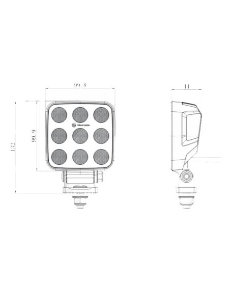 Medidas Faro de Trabajo LED Cuadrado 6.237Lm 54W 12V/24V | Iluminación de Largo Alcance
