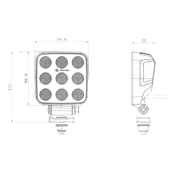 Medidas Faro de Trabajo LED Cuadrado 6.237Lm 54W 12V/24V | Iluminación de Largo Alcance