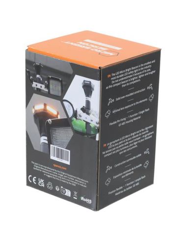 Caja Rotativo LED Destellante MICRO BRIGHT 12V Ámbar IP67 | Seguridad Compacta Ø 7,5Cm
