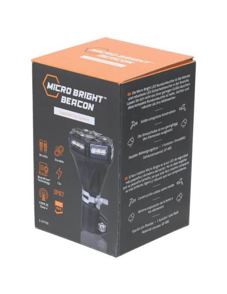 Rotativo LED Destellante MICRO BRIGHT 12V Ámbar IP67 | Seguridad Compacta Ø 7,5Cm