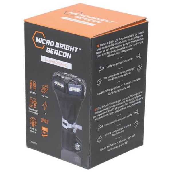 Rotativo LED Destellante MICRO BRIGHT 12V Ámbar IP67 | Seguridad Compacta Ø 7,5Cm